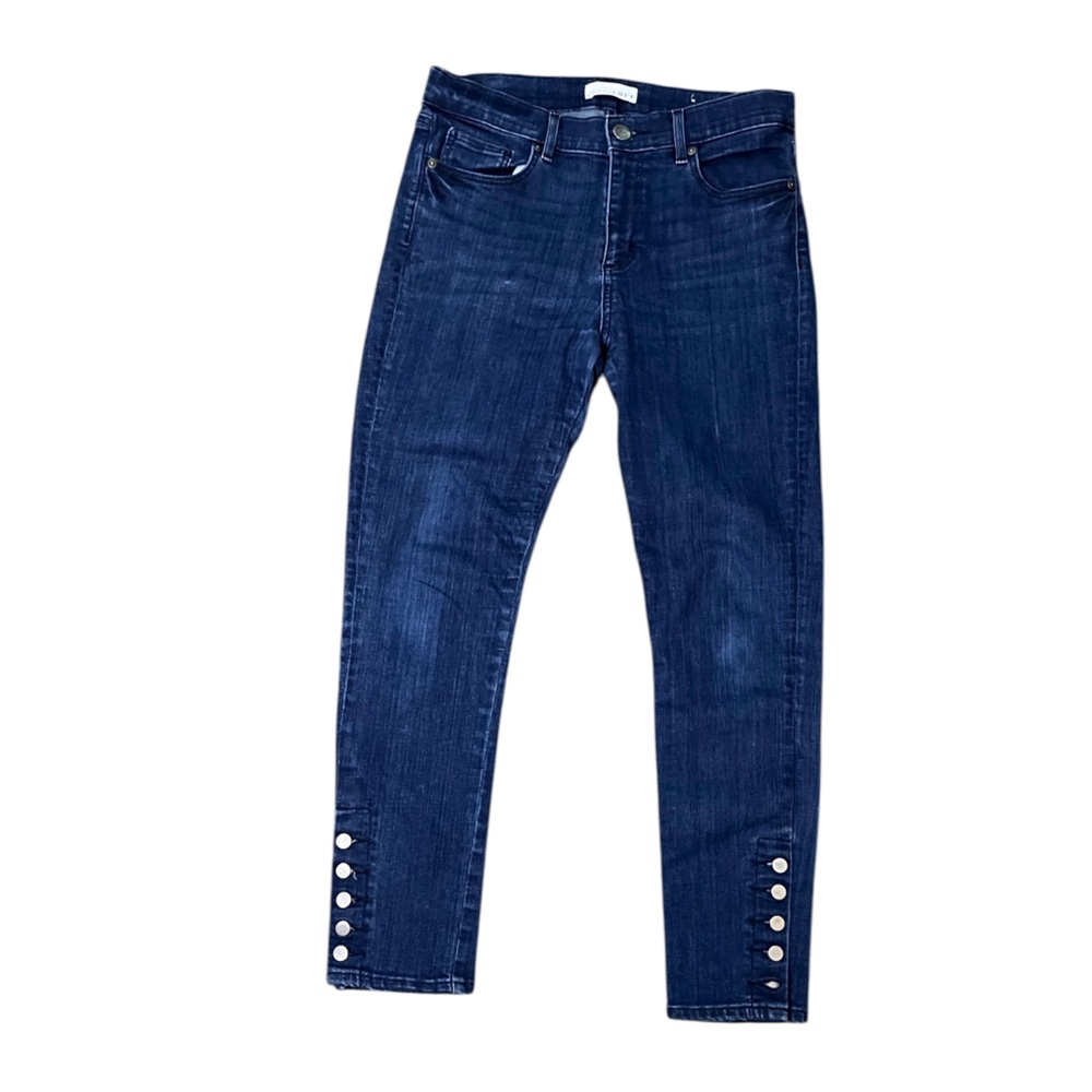 LOFT Modern Skinny Jeans Button Hem Stretch Dark Wash 28 6